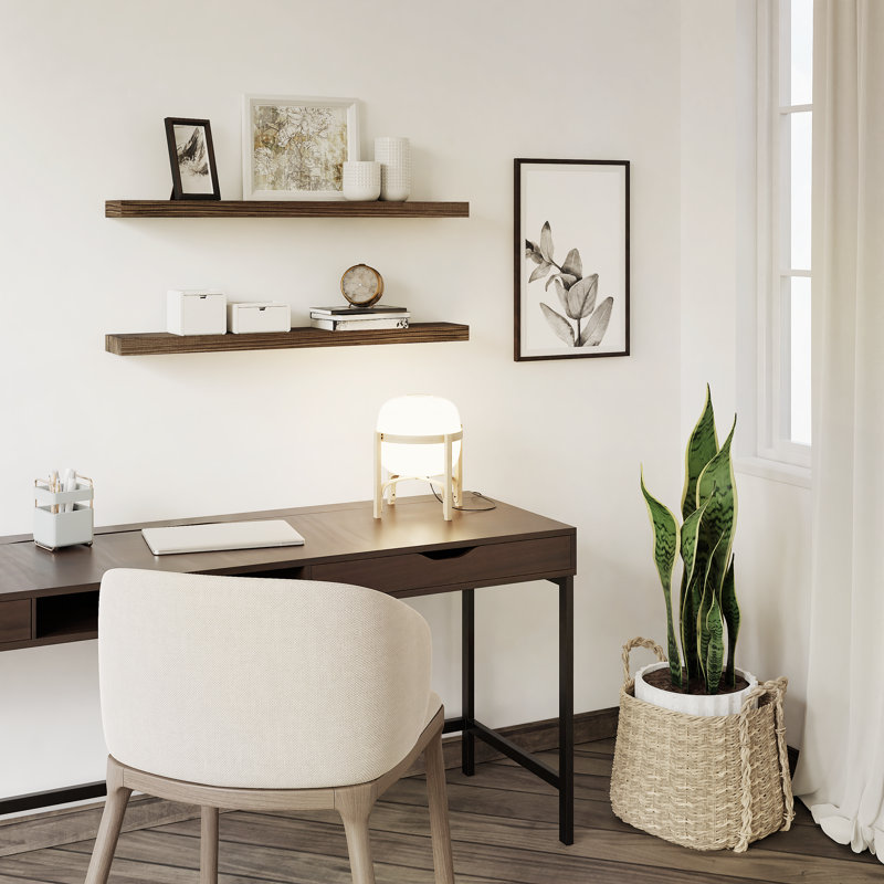 Gracie Oaks 2 Piece Pine Solid Wood Floating Shelf & Reviews